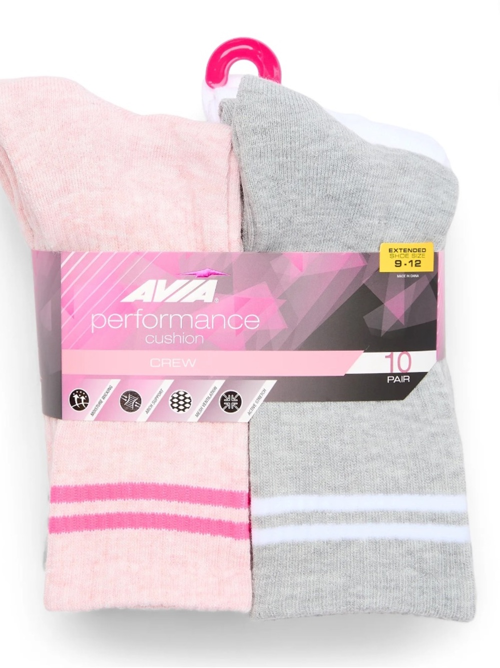 Avia - Women's Performance Cushion Crew Socks, 10 Pair Pack